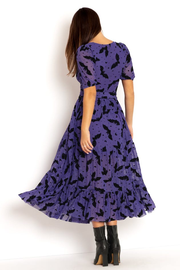 Flock Of Bats Purple Wrap Midaxi Dress