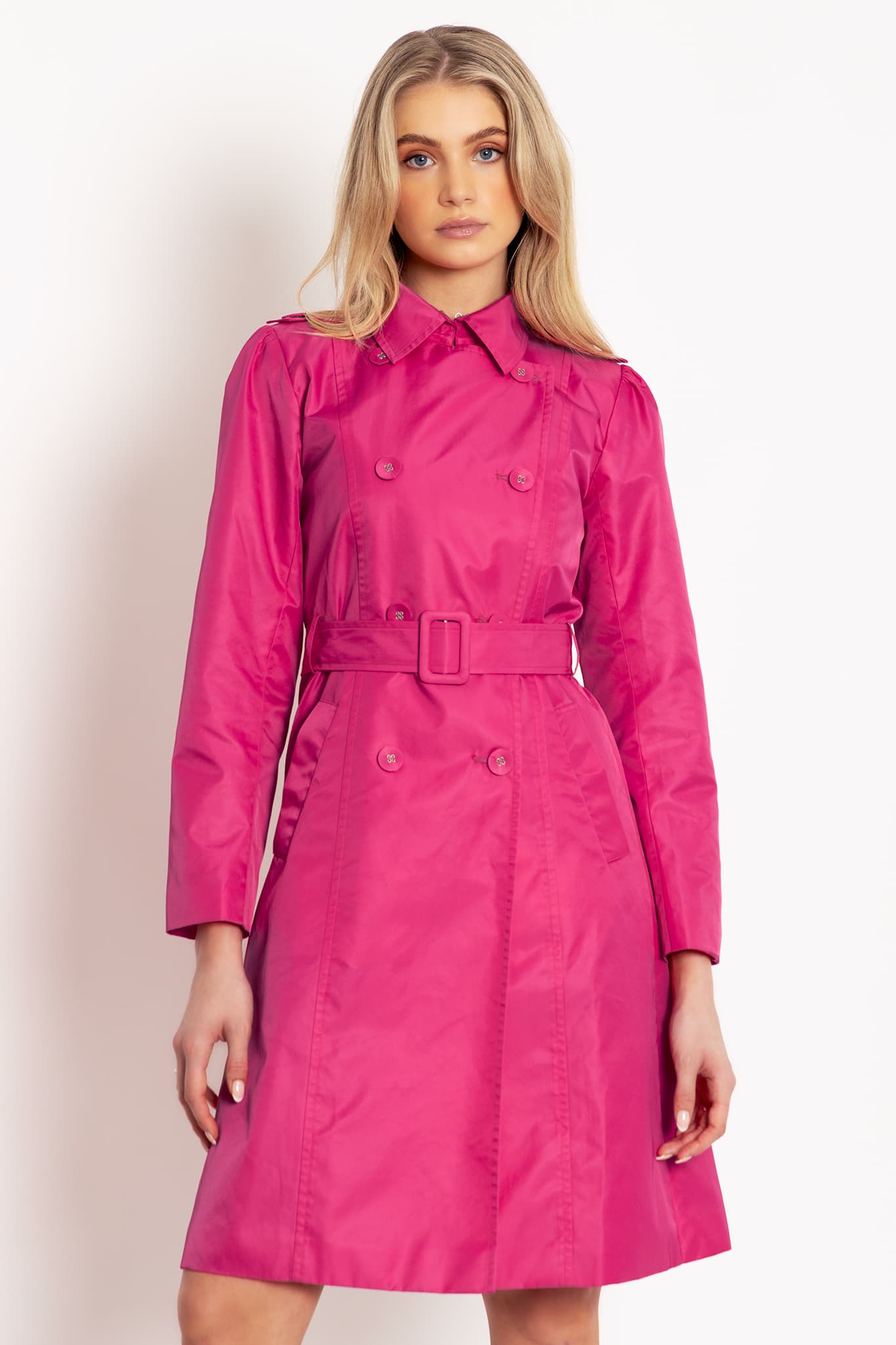 Vintage Shiny Dusty Pink Trench Coat