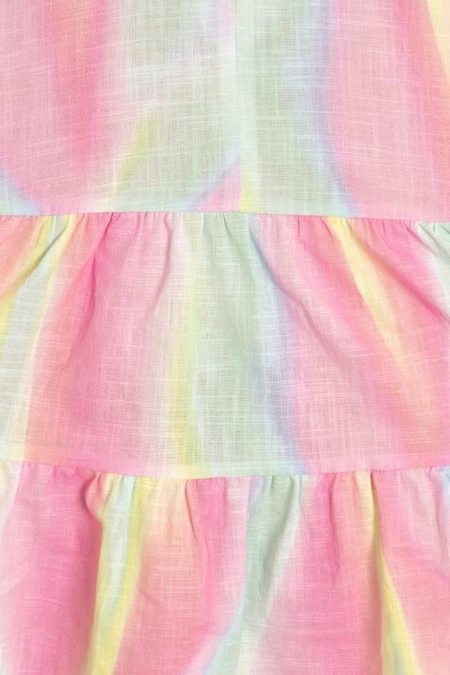 Rainbow Puff Sleeve Smock Dress