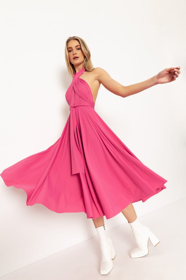 Sleek Pink Infinity Midaxi Dress