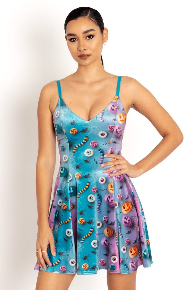 I Want Candy Velvet Mini Strappy Dress - Limited