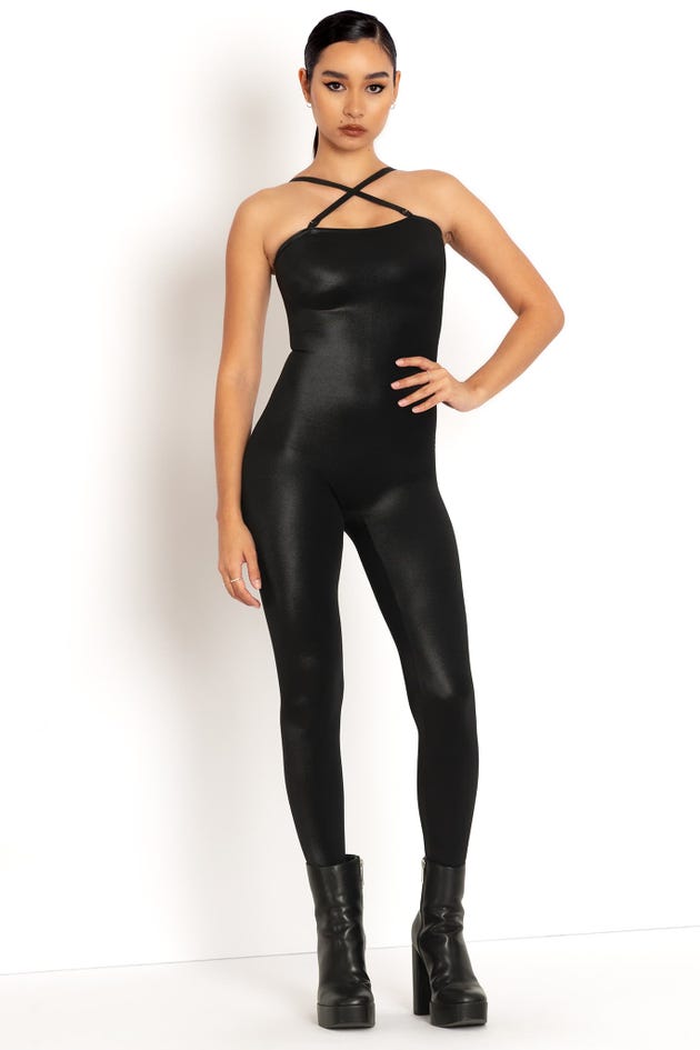 Wet Look Strappy Catsuit - Limited