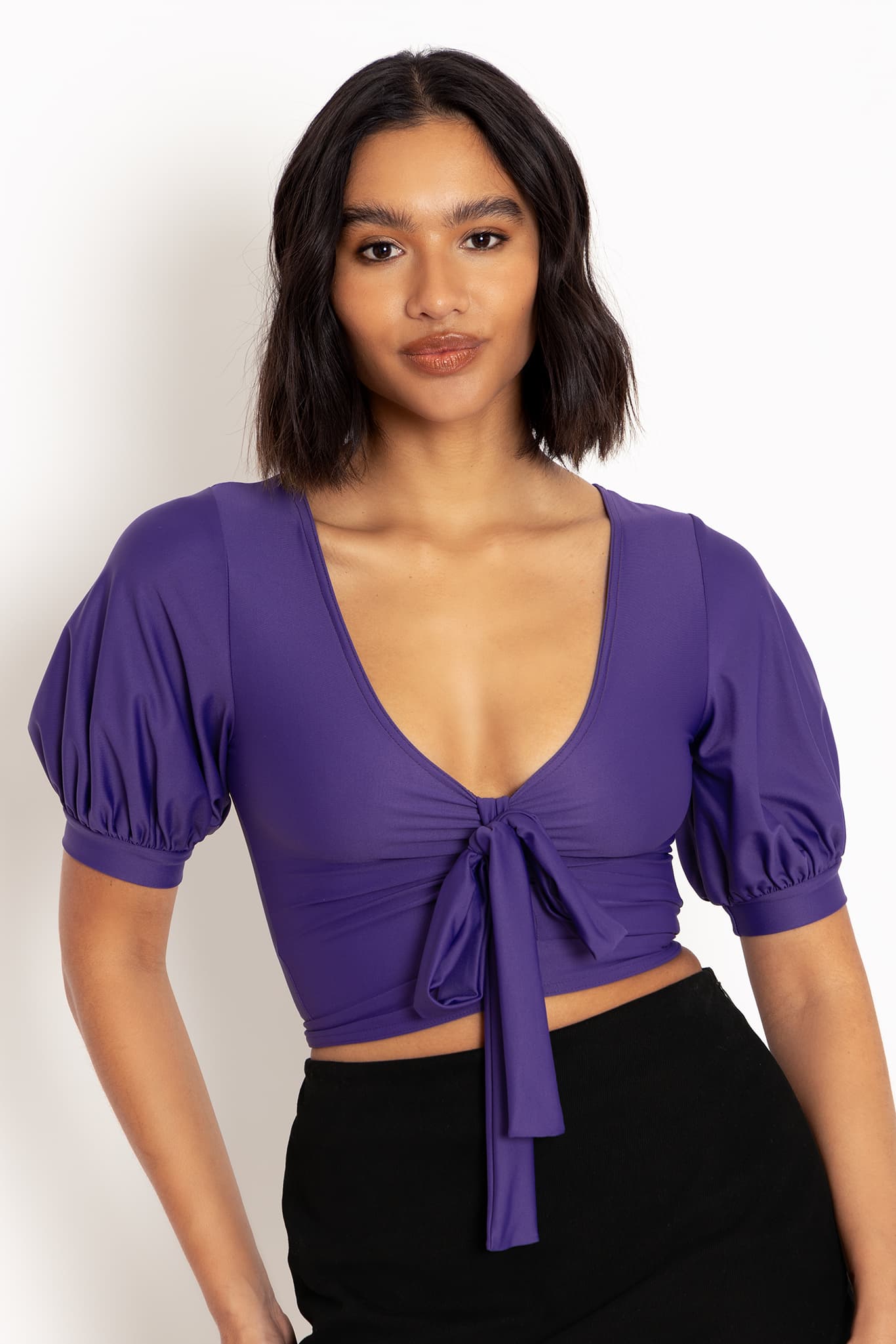 Matte Violet Puff Sleeve Rio Top - Limited