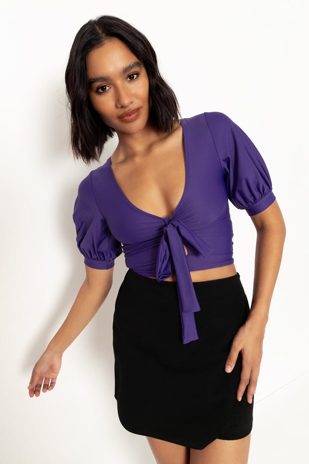 Matte Violet Puff Sleeve Rio Top - Limited