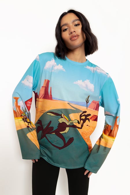 Wile E Coyote And Road Runner Long Sleeve Oversized BFT