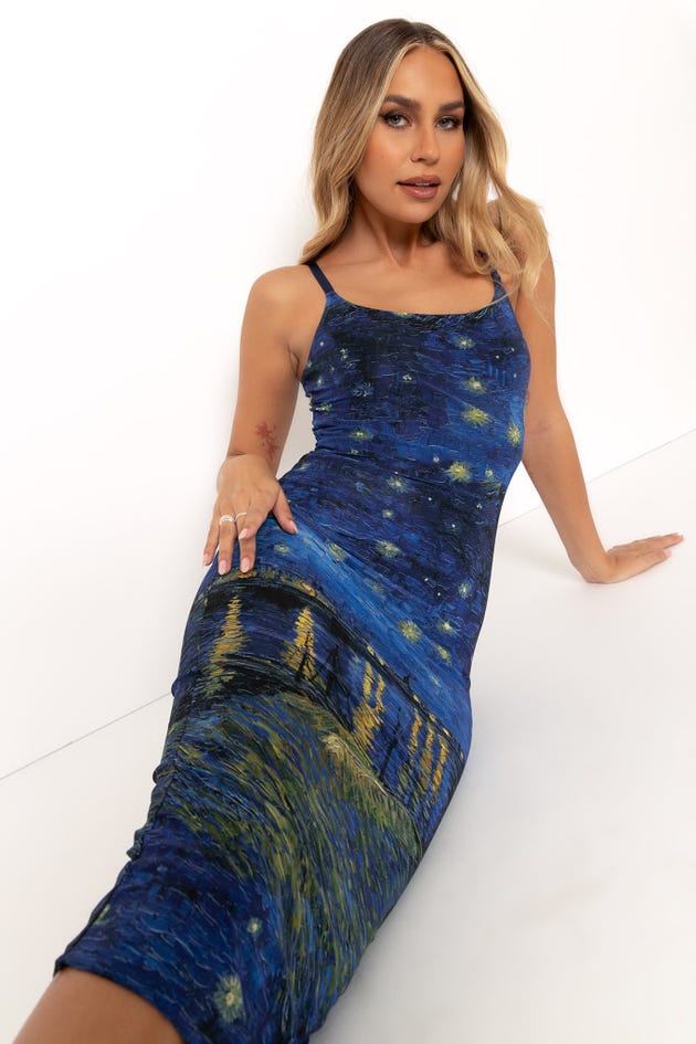 Starry Night Over The Rh&ocirc;ne Sheer Bodycon Slip Dress