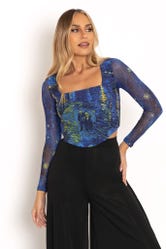 Starry Night Over The Rh&ocirc;ne Long Sleeve Corset Top