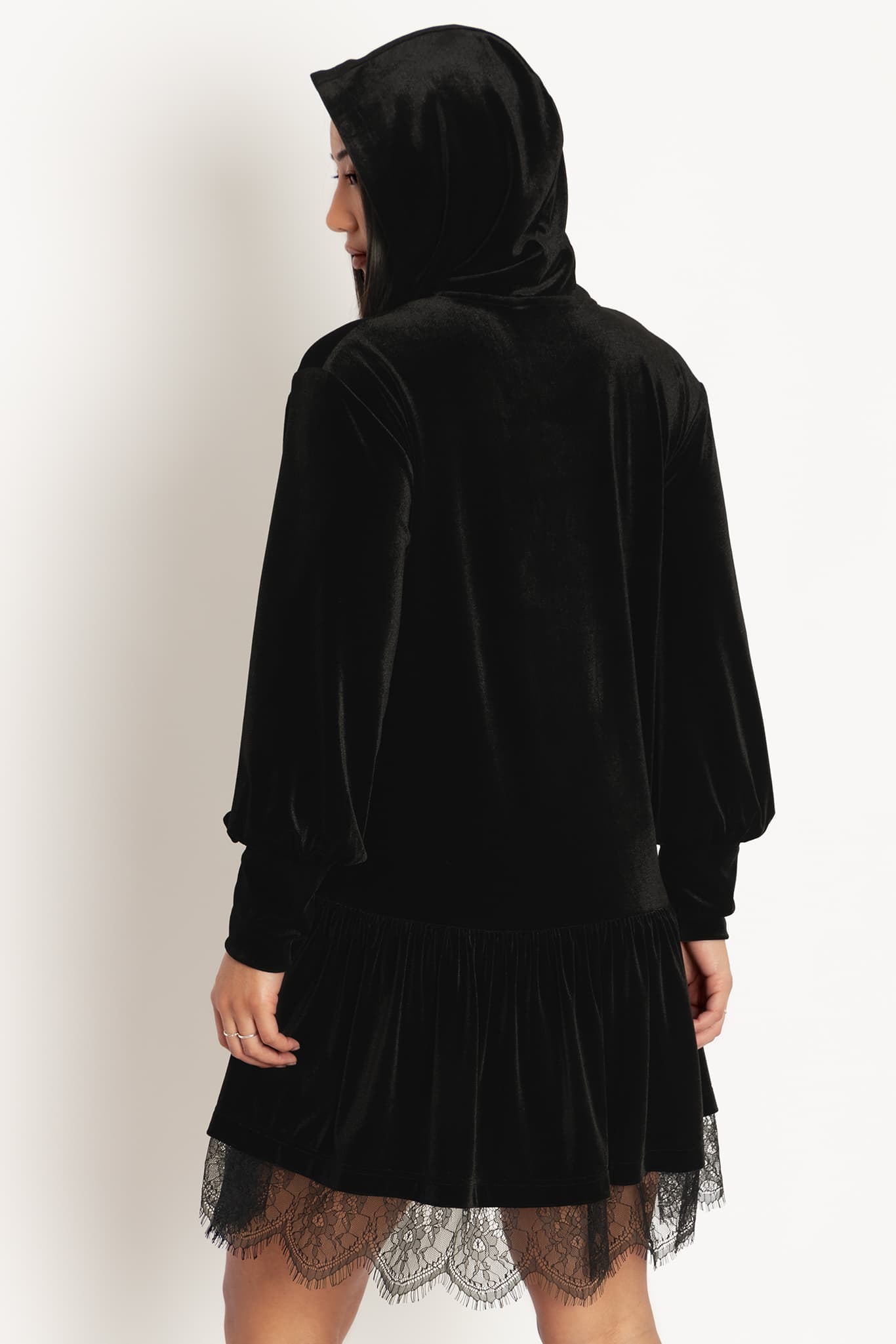 Black sweater discount dress with hood