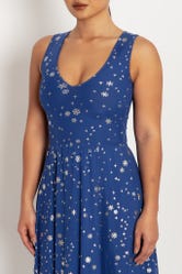 Christmas Star Blue V Neck Maxi Dress