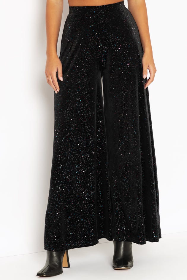 All That Glitters Multi Velvet Palazzo Pants - Limited