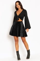 All That Glitters Multi Velvet Pocket Skater Skirt - Limited
