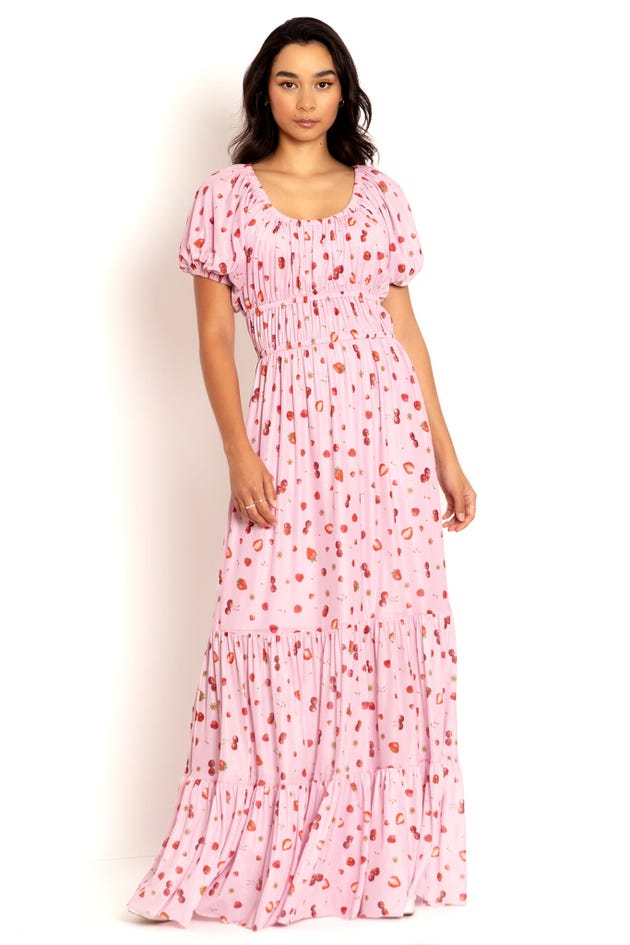 Festive Berries Gathered Maxi Dress - Limited
