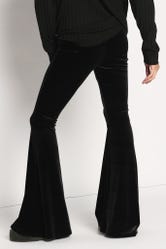 ASYOU velvet flare trouser in black