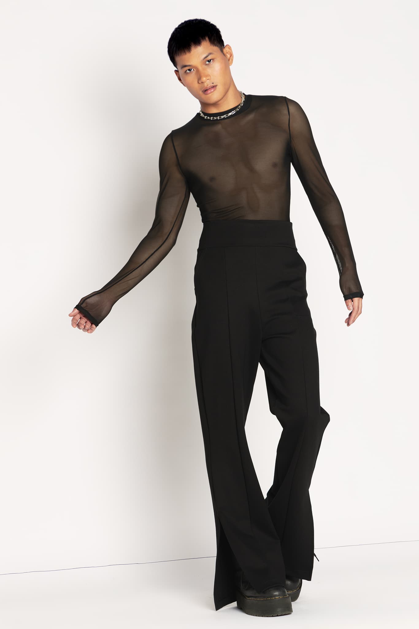 Black sheer deals high neck top