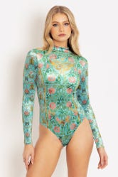 Butterfly Wallpaper Velvet Long Sleeve Bodysuit