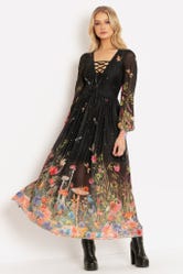 Fairytale Floral Sheer Bishop Maxi Dress