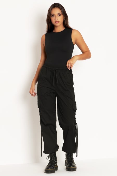 ladies BLACK size XL 14-16-18 Zumba fitness cargo pants trousers