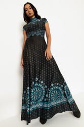 The Harpers High Neck Cap Sleeve Maxi Dress
