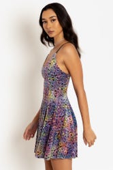 Glitter Dice Velvet Mini Strappy Dress