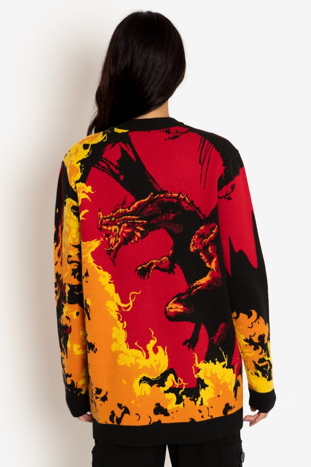 Red Dragon Oversized Knit Sweater