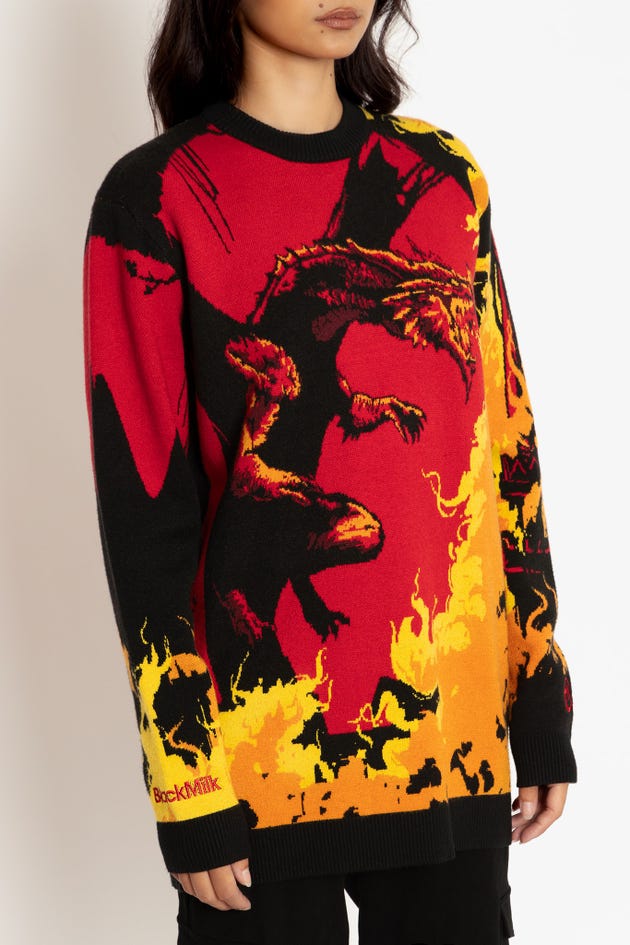 Red Dragon Oversized Knit Sweater