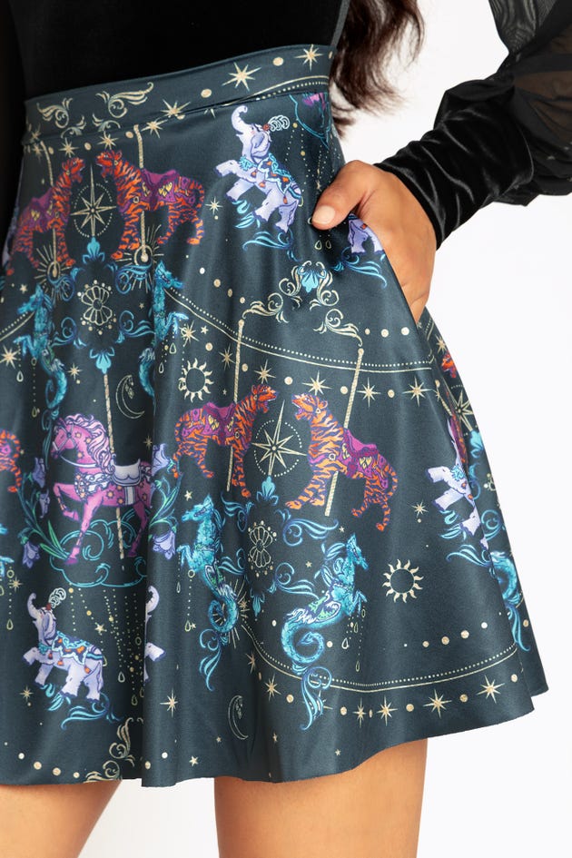 Carousel Shiny Pocket A-Line Skirt