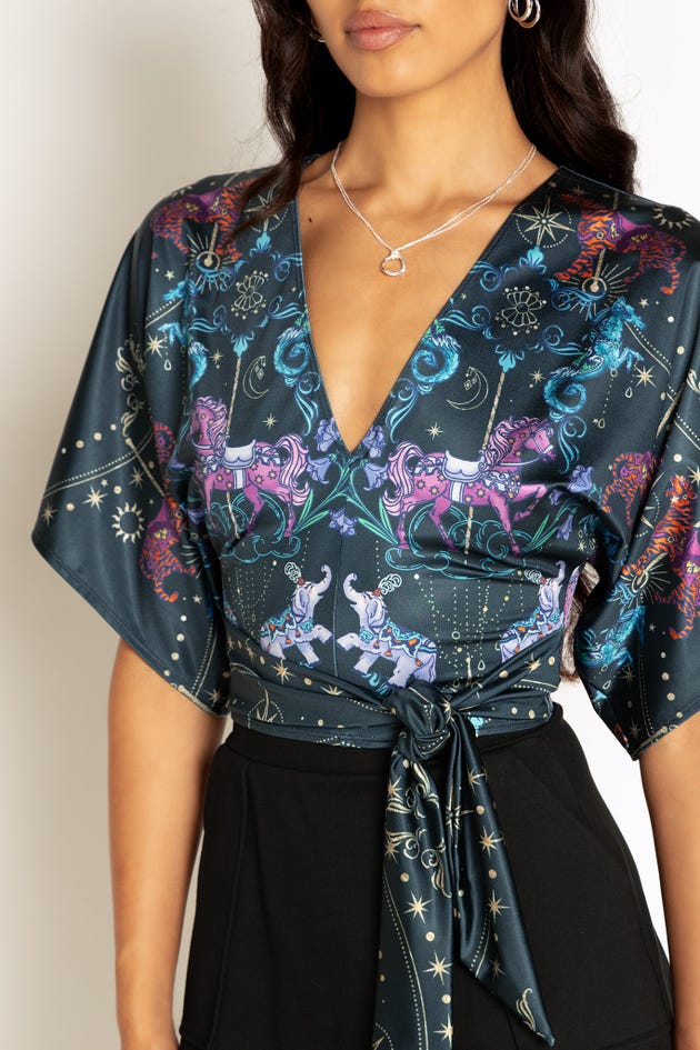 Carousel Shiny Kimono Tie Top