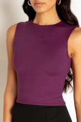 Matte Mulberry Crew Neck Cropped Tank