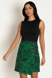 Hyrule Map Green Buckle Wrap A-Line Skirt