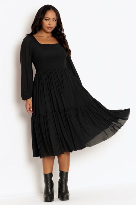 Romilly Black Long Sleeve Maxi Dress