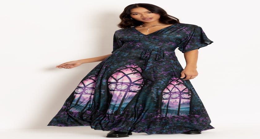 Window To The Spirit Realm Slinky Kimono Maxi Dress