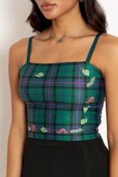 Tartan Forest Bugs Straight Neck Crop