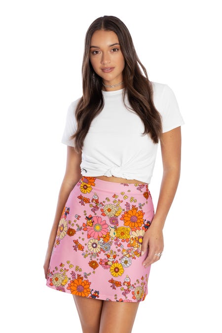 Fire-Type Floral A-Line Skirt