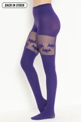 Bats Purple Suspender Hosiery