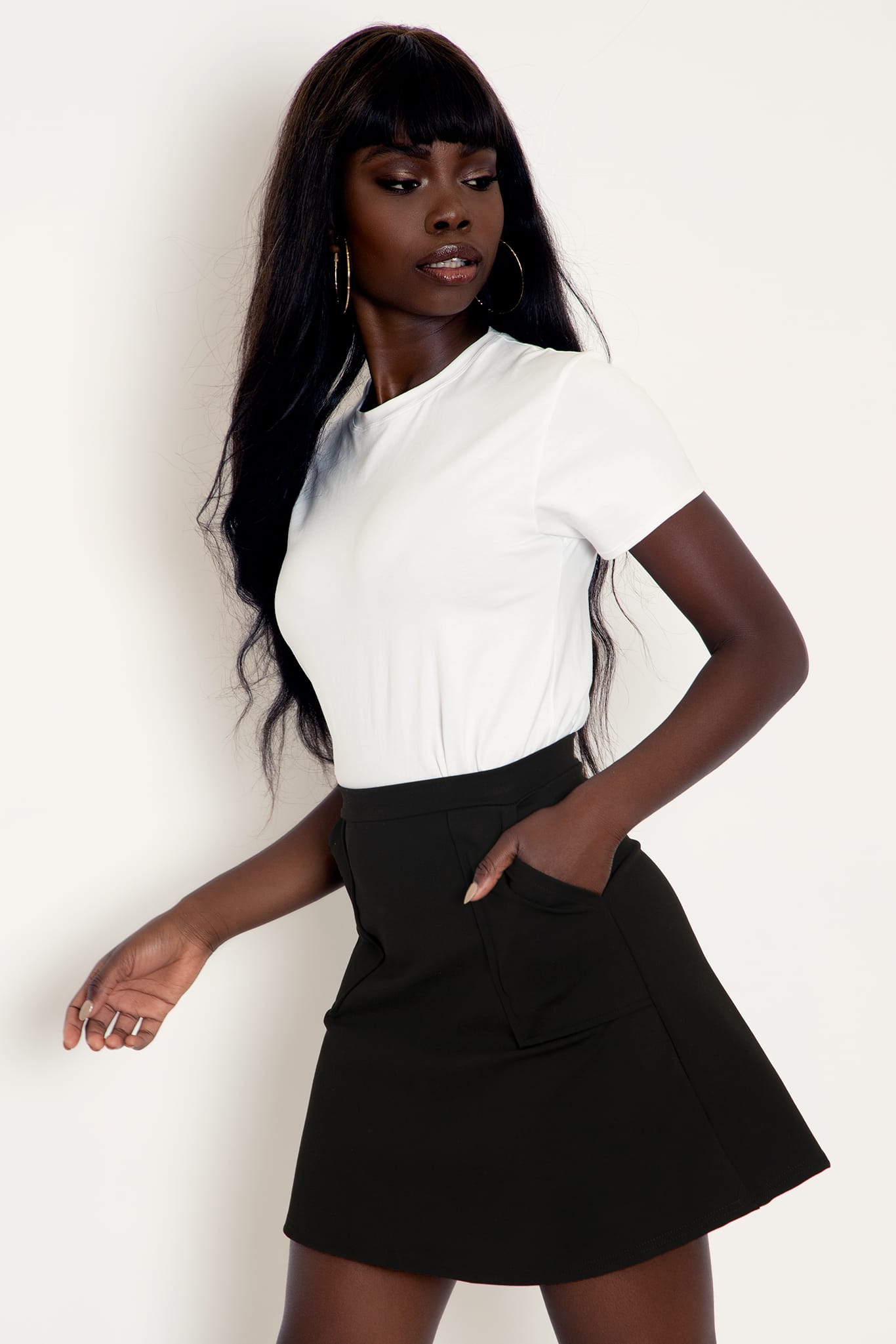 Button up shop black skater skirt