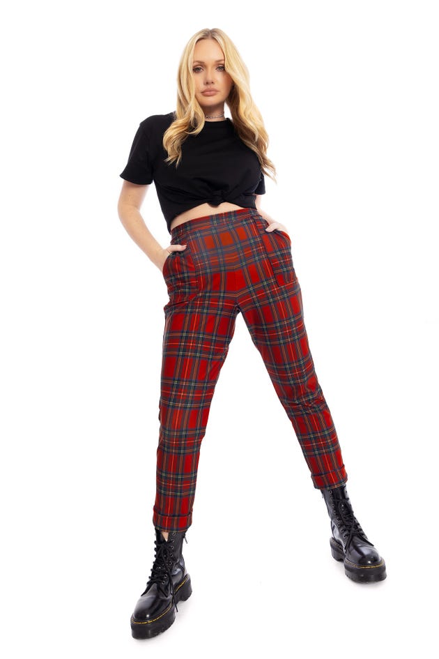 Tartan Red Cuffed Pants