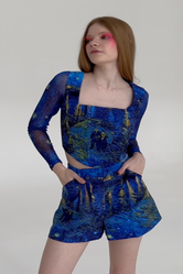 Starry Night Over The Rh&ocirc;ne Long Sleeve Corset Top