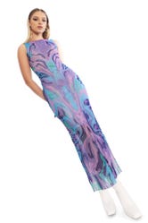 Secrets Of The Sea Sheer Column Maxi Dress