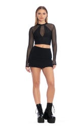 Submerge Sheer Long Sleeve Keyhole Crop