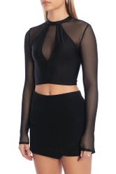 Submerge Sheer Long Sleeve Keyhole Crop