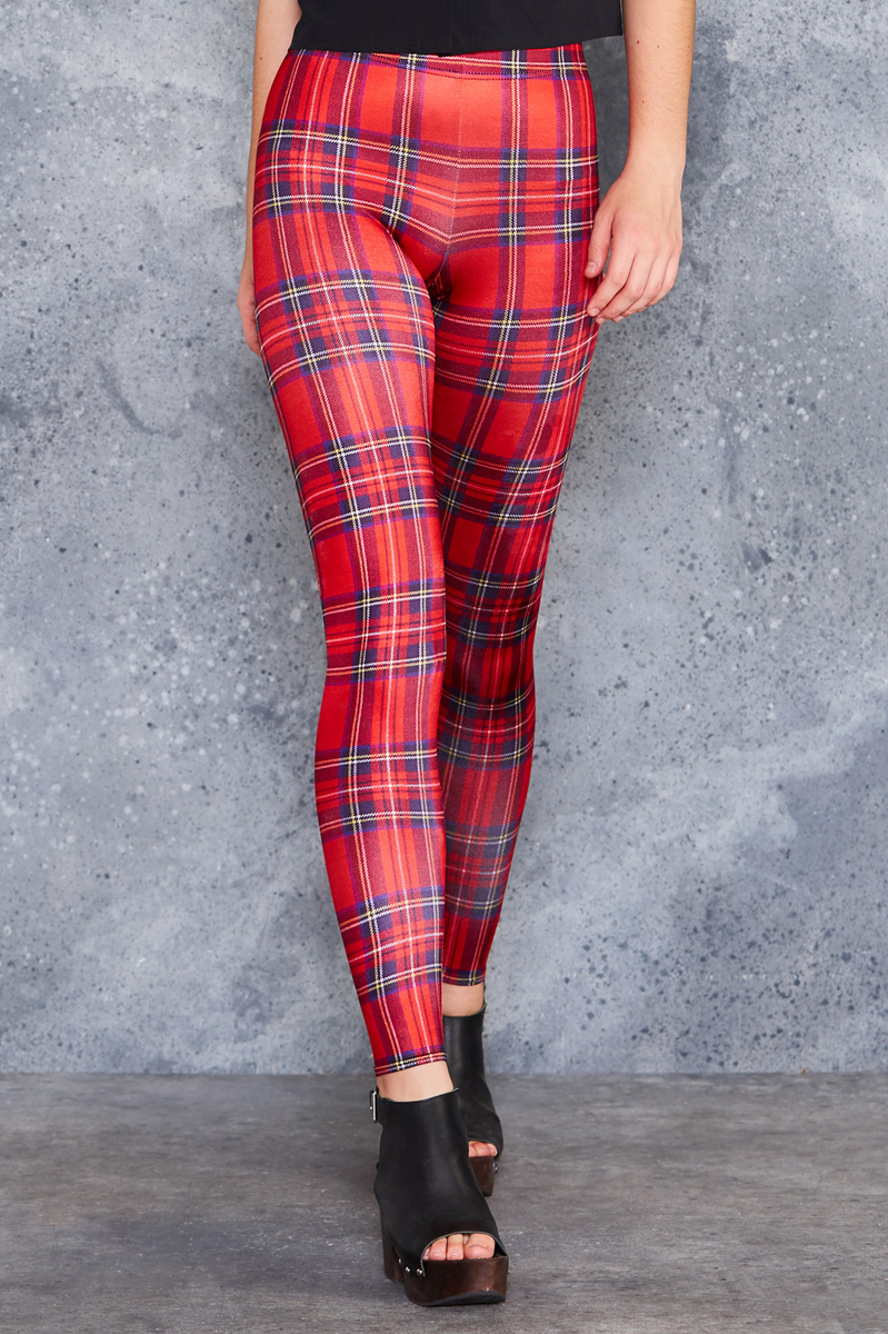 Black and Red Girl's Buffalo Plaid Leggings | MMofPhilly