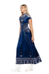 King Of Gondor Velvet High Neck Cap Sleeve Maxi Dress