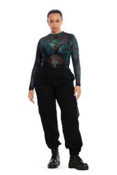 The Mermaid Cometh Sheer High Neck Long Sleeve Top