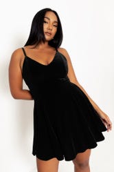 Velvet Black Mini Strappy Dress
