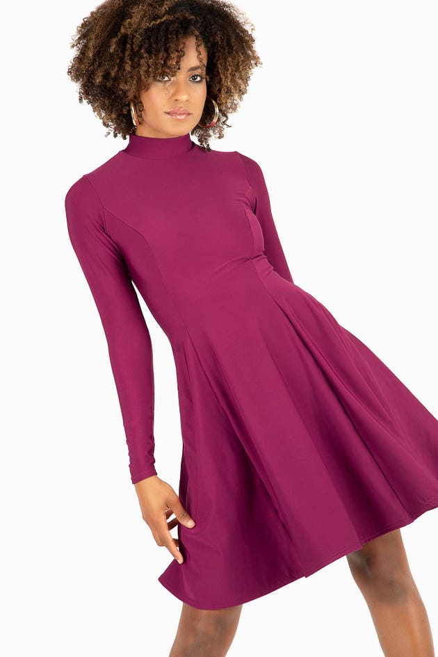 Warm Berry Long Sleeve Evil Longline Dress - Limited