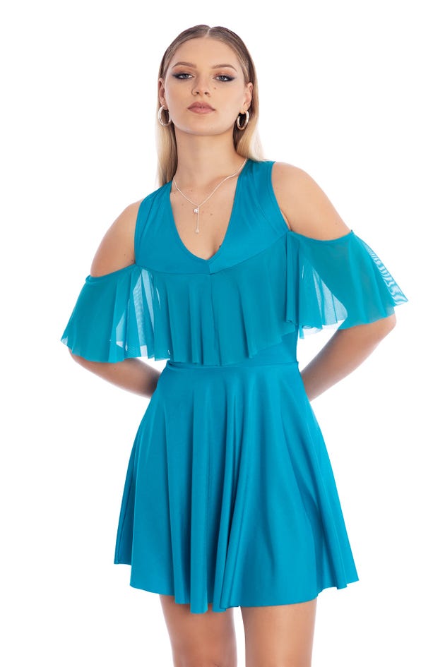 Turquoise Off The Shoulder Dress