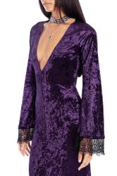 Wiccan Crushed Velvet Split Front Maxi Dress